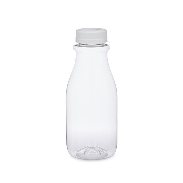 Clear PET round beverage bottle