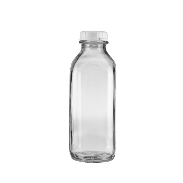 Clear glass milk bottle