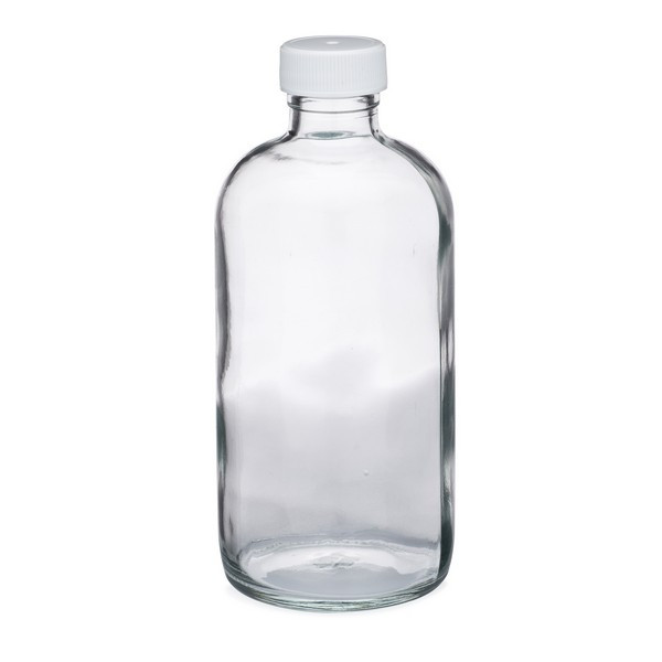 Clear glass boston round bottle