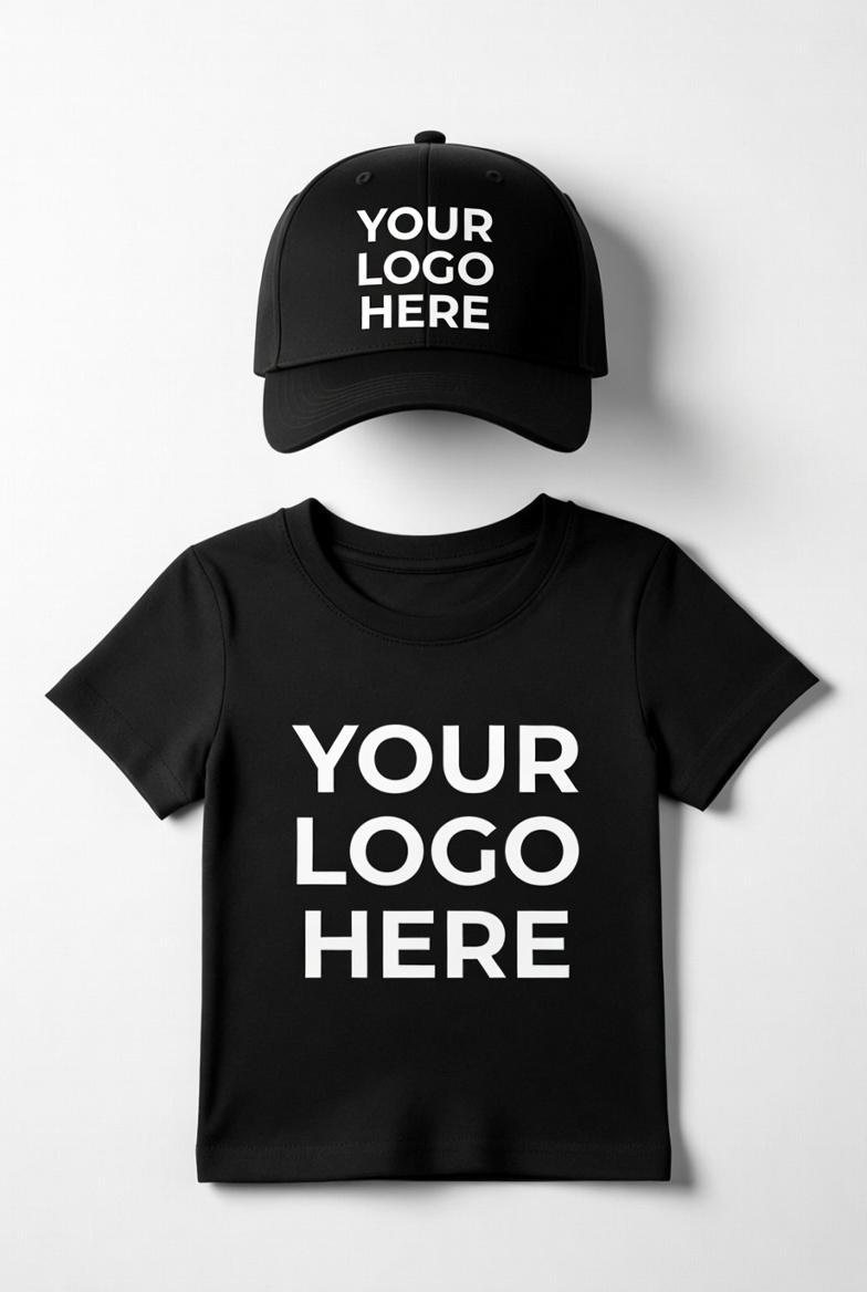 Branded hat and t-shirt